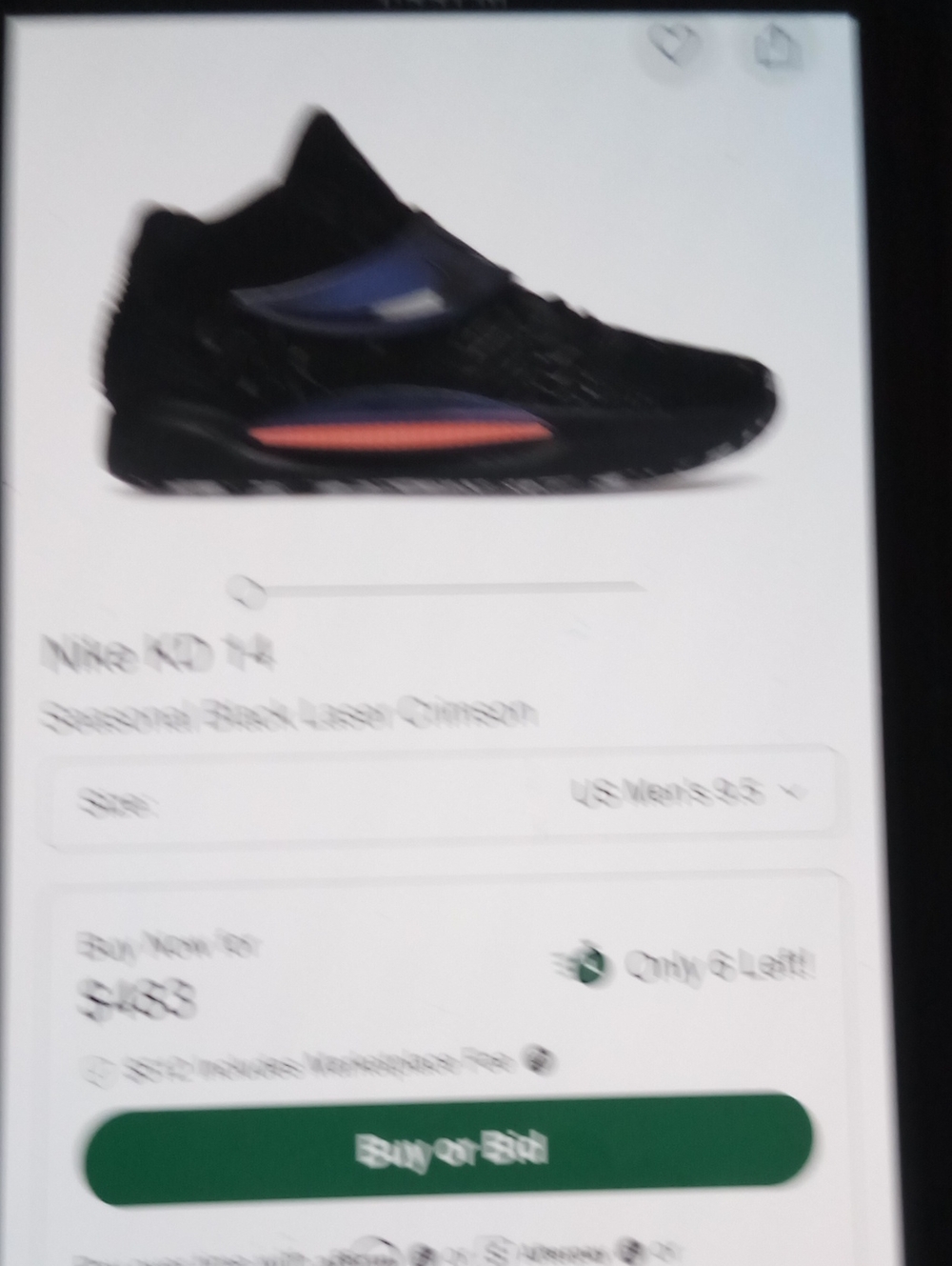 Nike KD 14 Black Laser Crimson Size 9.5 Men Item 17